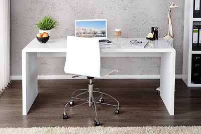 Luxusný kancelársky stôl Barter biely vysoký lesk