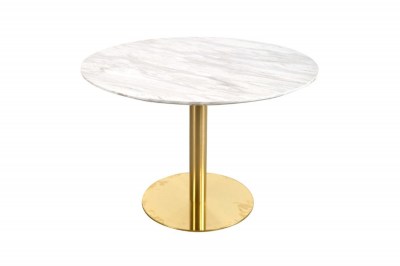 Okrúhly jedálenský stôl Kane 110 cm mramor / mosadz