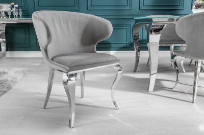 Dizajnová stolička Rococo II sivý zamat