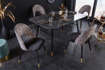 Dizajnová jedálenská stolička Jalisa leopardí zamat