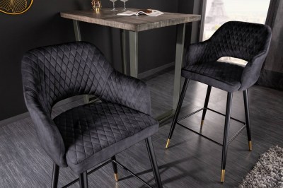 Dizajnová barová stolička Laney antracitový zamat