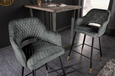 Dizajnová barová stolička Laney sivo-zelený zamat
