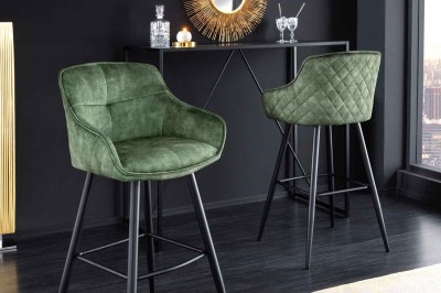 Dizajnová barová stolička Natasha zelený zamat
