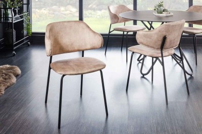 Dizajnová jedálenská stolička Takuya šampanský zamat