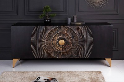 Dizajnová komoda Venetia 177 cm čierno-zlatá