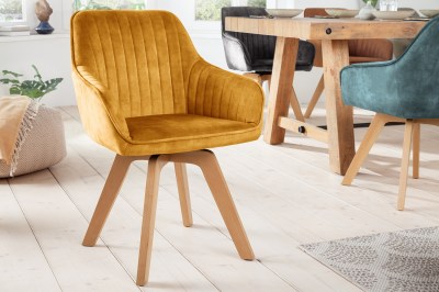 Dizajnová otočná stolička Gaura horčicovo-žltý zamat 