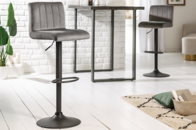 Dizajnová barová stolička Walnut sivý zamat
