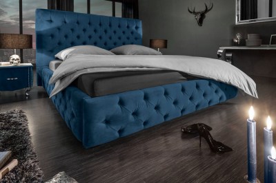 Dizajnová posteľ Laney 160x200 cm tmavomodrý zamat
