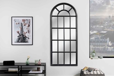 Dizajnové nástenné zrkadlo Window II 140 cm čierne