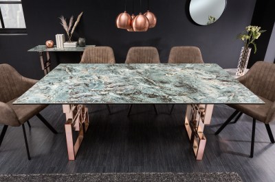 Dizajnový jedálenský stôl Salus 200 cm tyrkysový - vzor mramor