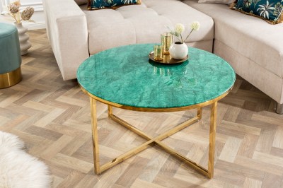 Dizajnový konferenčný stolík Latrisha 80 cm vzor zelený mramor