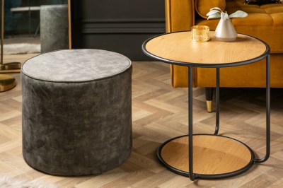 Dizajnový odkladací stolík s taburetkou Kiana 55 cm imitácia dub