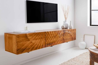 Dizajnový závesný TV stolík Shayla 160 cm hnedé mango